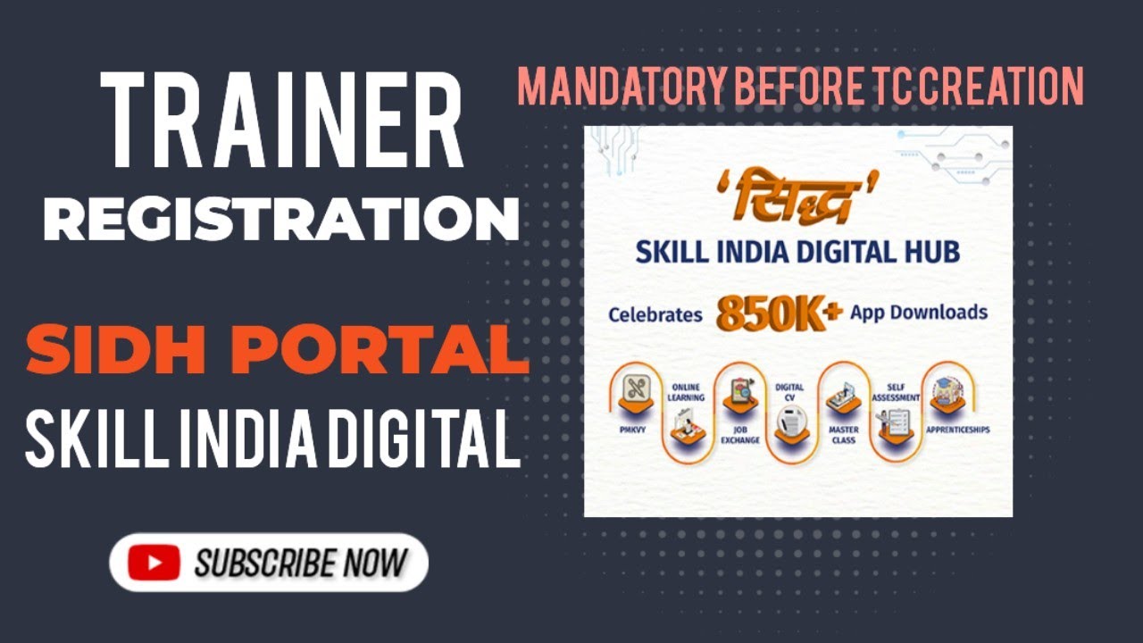 Trainer Registration On SIDH Portal Skill India Digital New Way For Registration