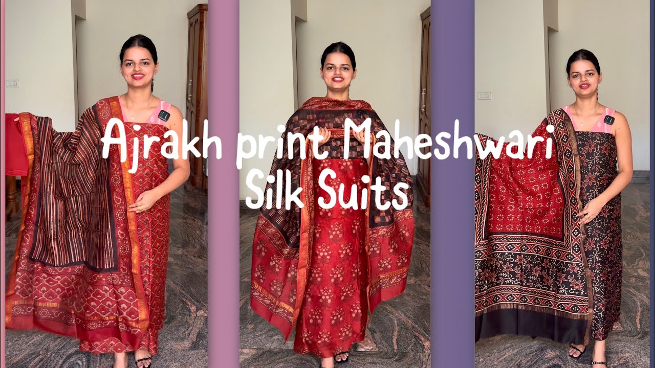 EPI 440|MAHESHWARI SILK COTTON SUITS|AJRAKH PRINT RED & BLACK COMBO#maheshwarisilk @curatedvault