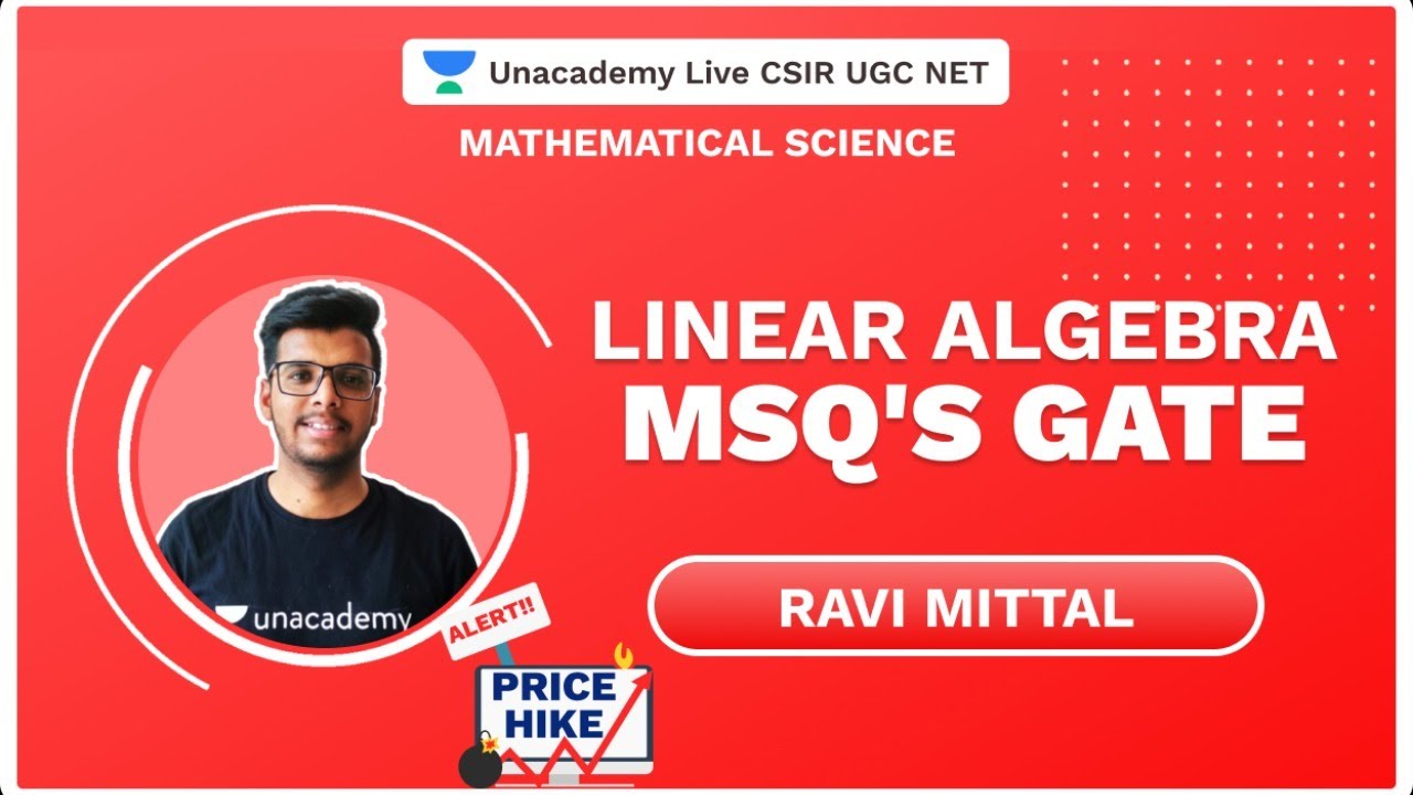 Linear Algebra MSQ's GATE | Mathematical Science | CSIR 2020 | Ravi Mittal | Unacademy
