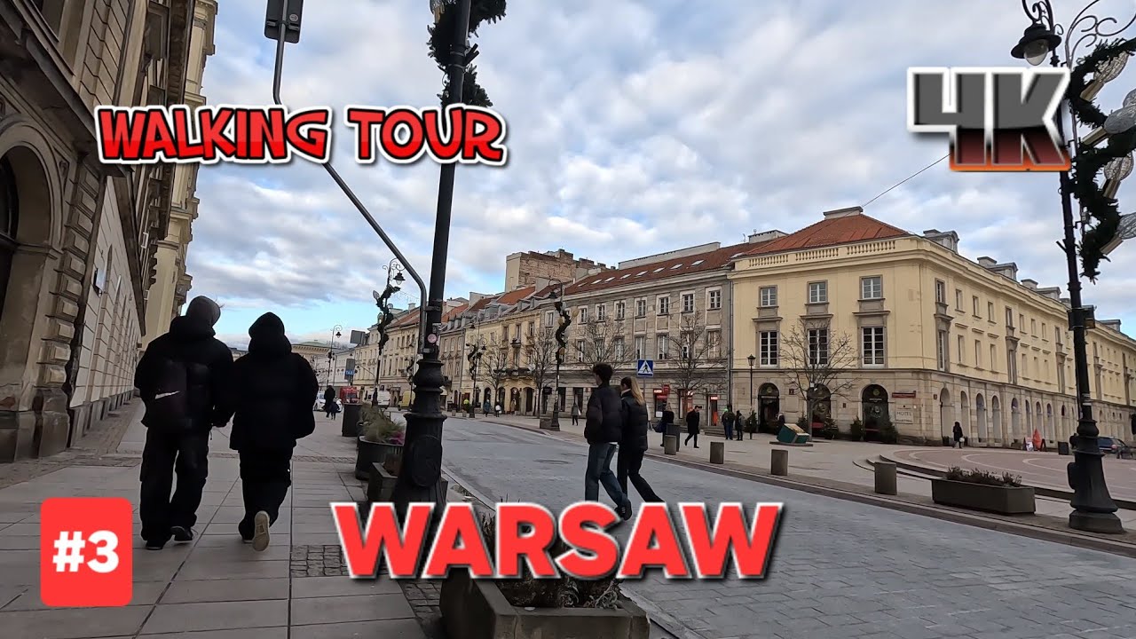 Warsaw Poland Walking Tour 4k // DOWNTOWN //  GoPro Hero 11  BLACK FOOTAGE