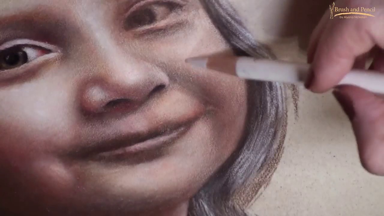 Coloured Pencil Portrait Demonstration with Brush and Pencil products by Alyona Nickelsen