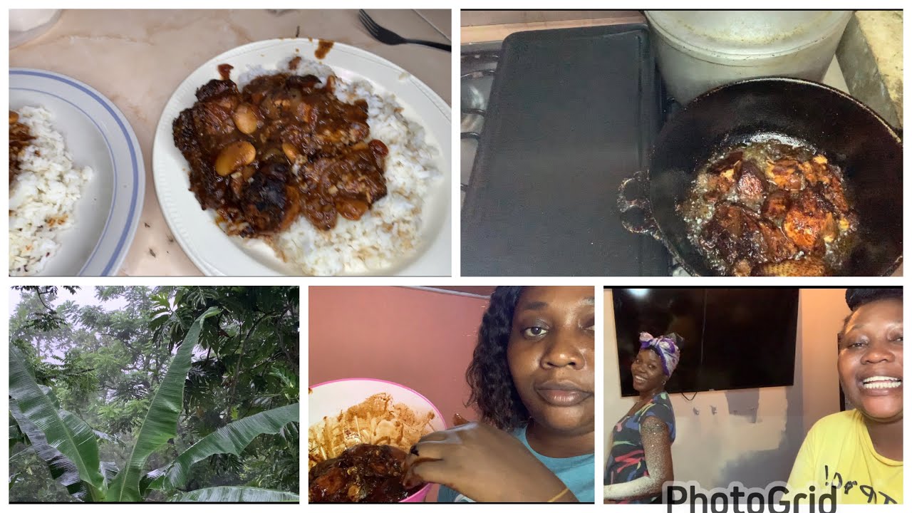 WENT TO KINGSTON TO PAINT MY SISTERS HOUSE,CAME HOME IN RAIN AND COOK SOME WHITE RICE/STEW CHICKEN