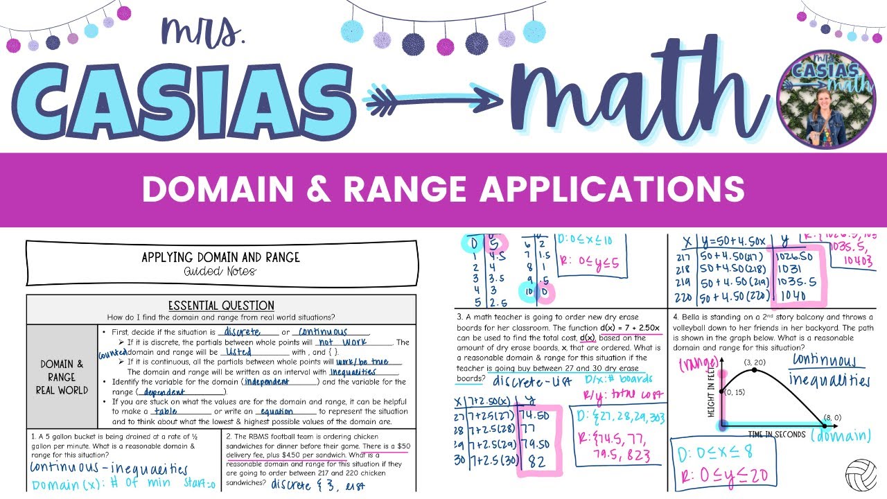 Domain and Range Discrete & Continuous Applications Word Problems | Algebra 1 Lesson