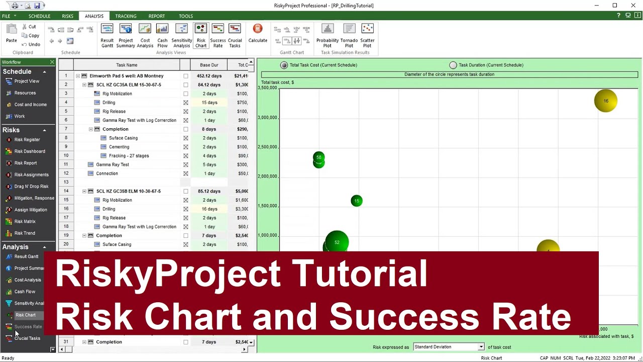 RiskyProject Tutorial: Risk Chart and Success Rate