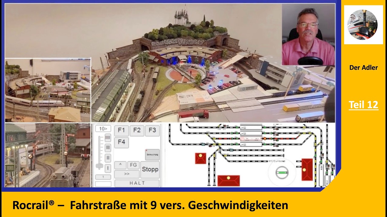 Rocrail ® - Fahrstrasse mit 9 vers. Geschwindigkeiten & Fahrvideo #12