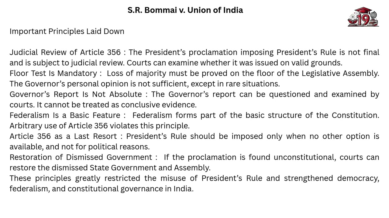 S R  Bommai v  Union of India