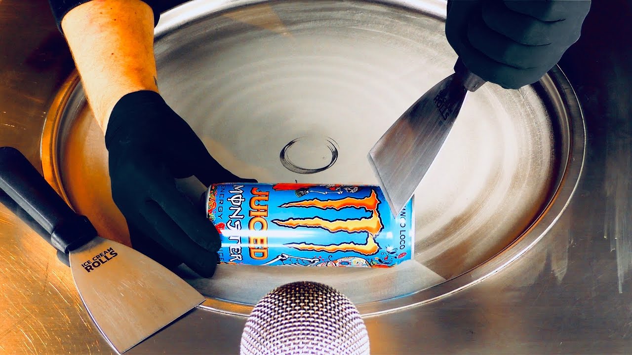ASMR - blue Monster Energy Juiced Ice Cream Rolls | Dia de Los Muertos Edition - rolled Ice Cream