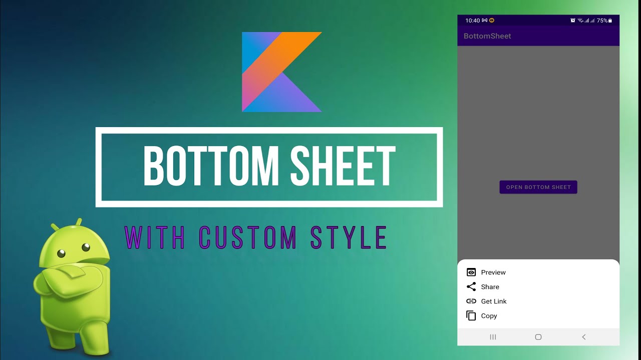 How to create bottom sheet with Custom Style Android | Kotlin [URDU|HINDI]