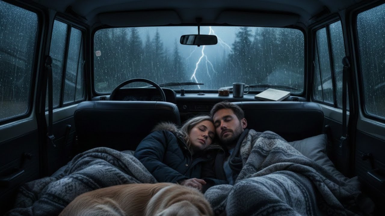 Car Camping in The Rain 🌧️⚡ Deep Rain Sounds for Relaxation, Sleep & Stress Relief