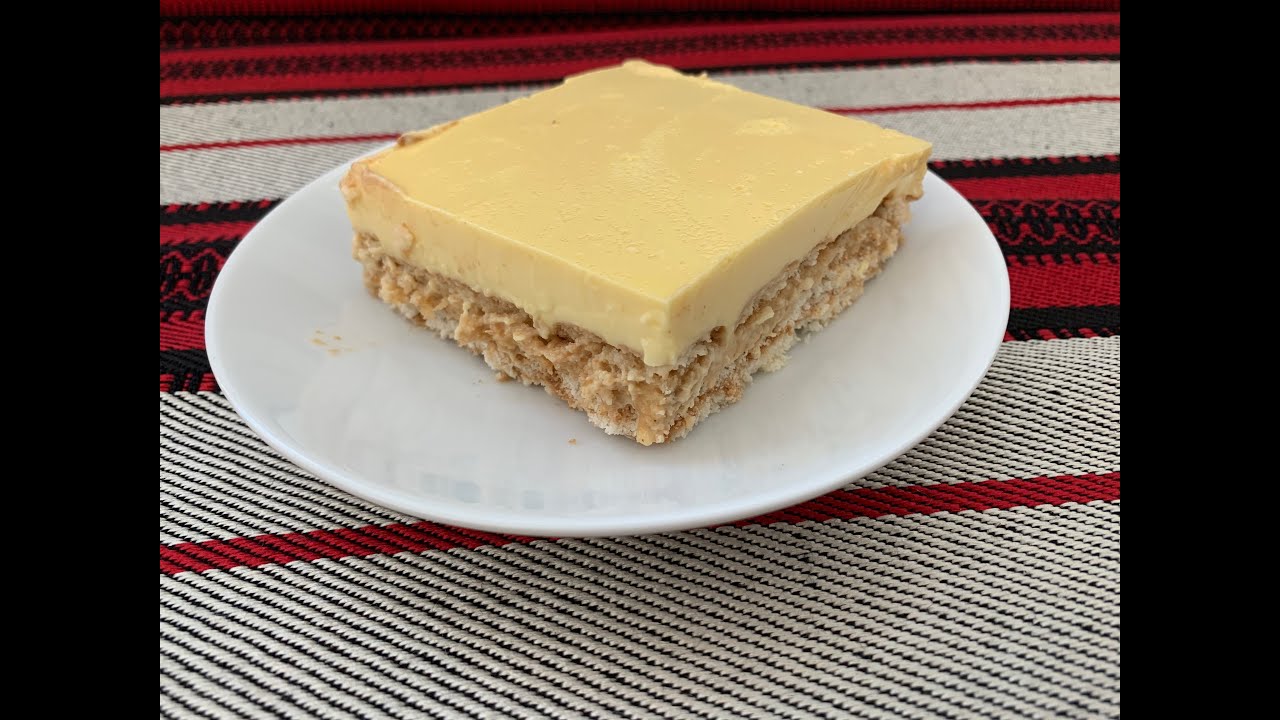 حلى البسكويت والكريم كراميل Biscuits and custard ice box