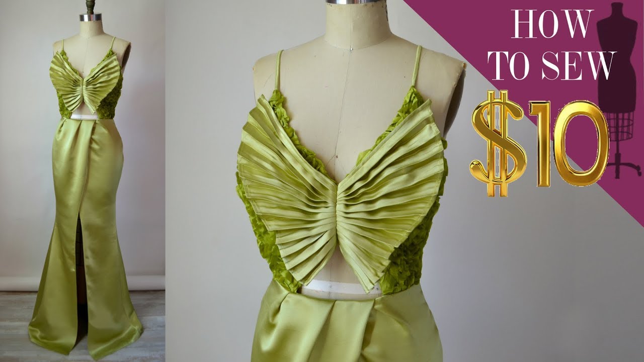 How To Sew A Butterfly Pleat Mermaid Slit Gown for $10 (Part 2 EP 04)