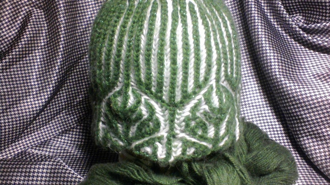 зеленая шапка бриошь Часть 1//Brioche Stitch // Women's hats knitting
