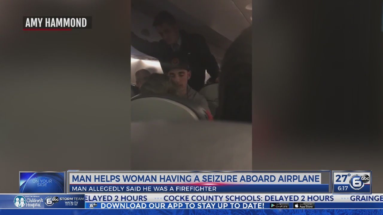 Man helps woman suffering from seizure aboard airplane
