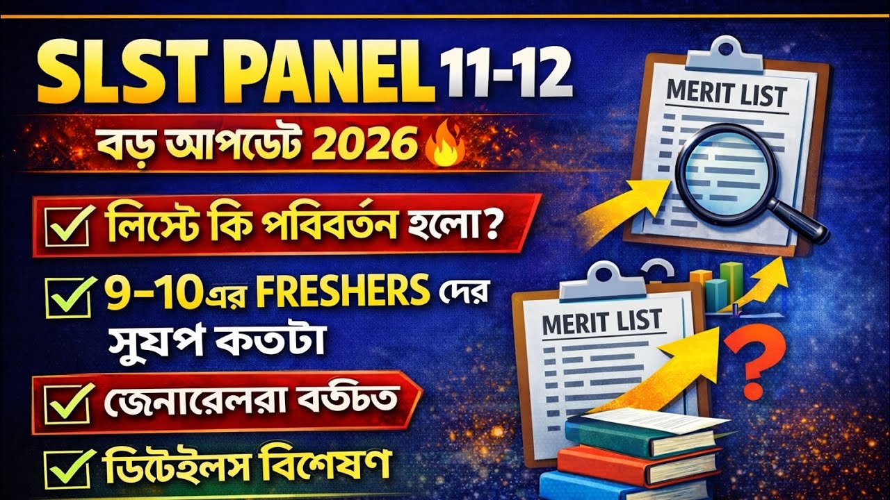 SLST XI-XII final panel|SLST 11-12 এর প্যানেল এবং ওয়েটিং লিস্ট প্রকাশিত।WBSLST|wating list chances 