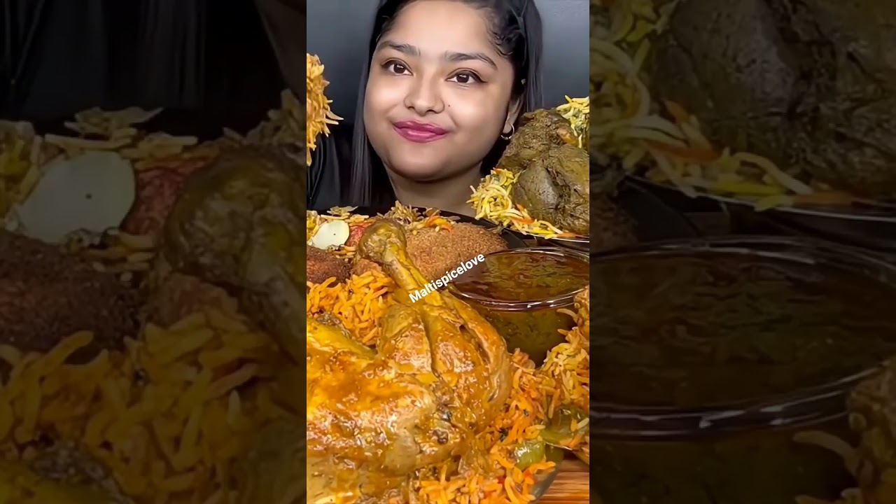 whole chicken legpiecechicken liver,chicken biryani eating #mukbang#eatingshow#food #maltispicelove
