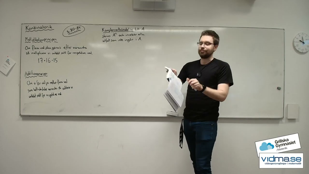 Matematik 5. Kombinatorik: Multiplikationsprincipen och additionsprincipen.