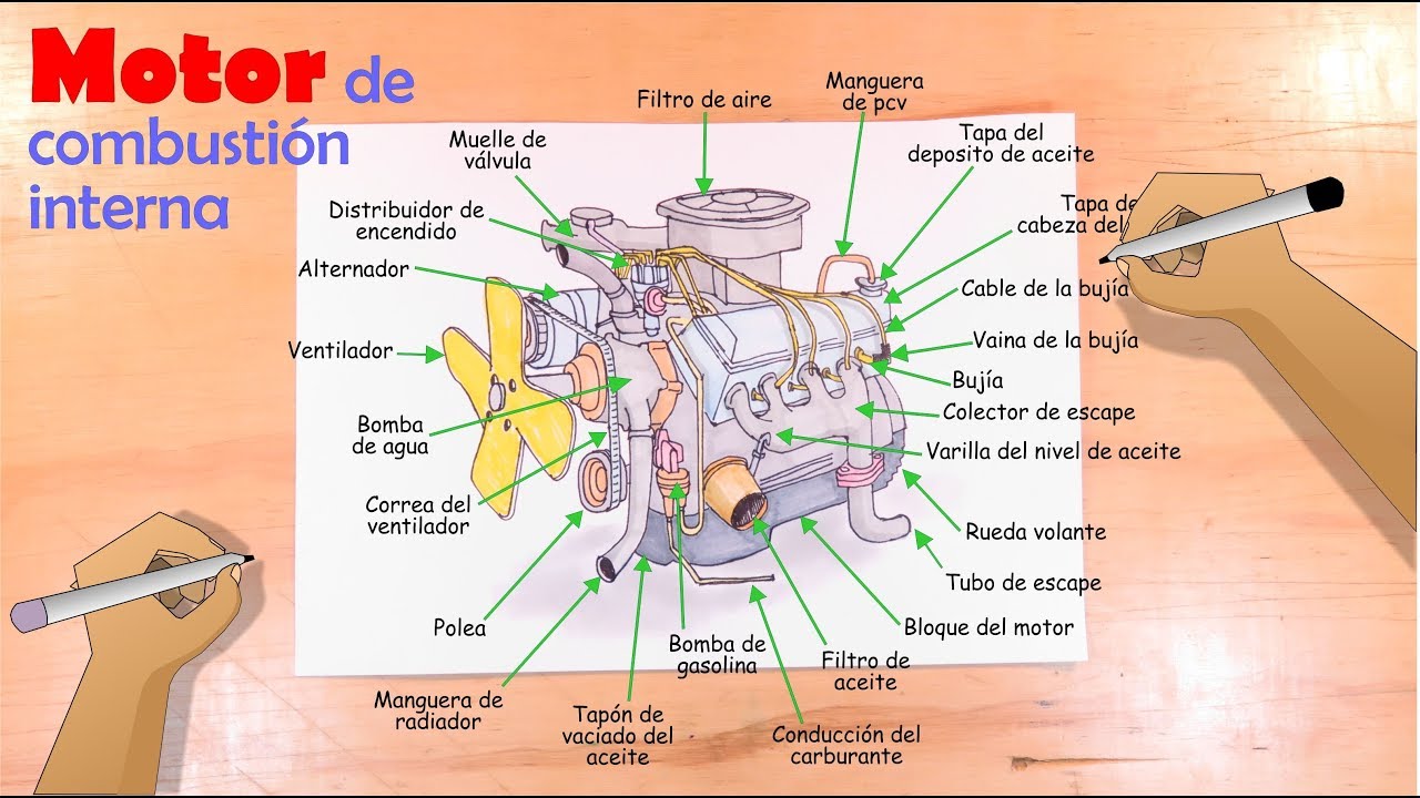 Dibuja el Motor de Combustión Interna y aprende sus partes