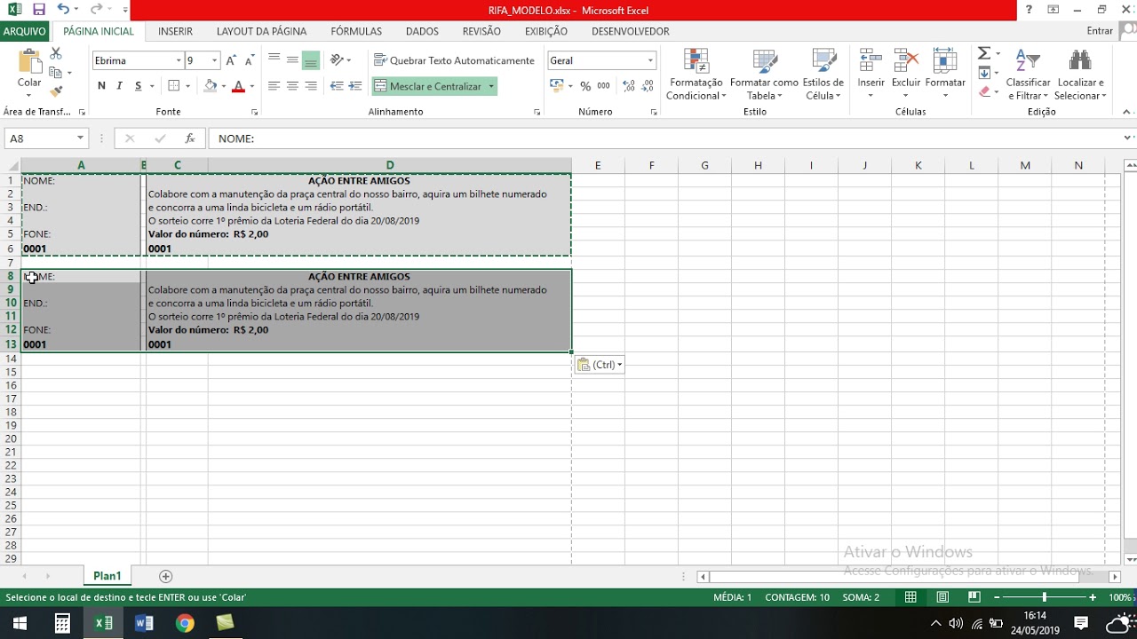 RIFA EM EXCEL - APRENDA A FAZER