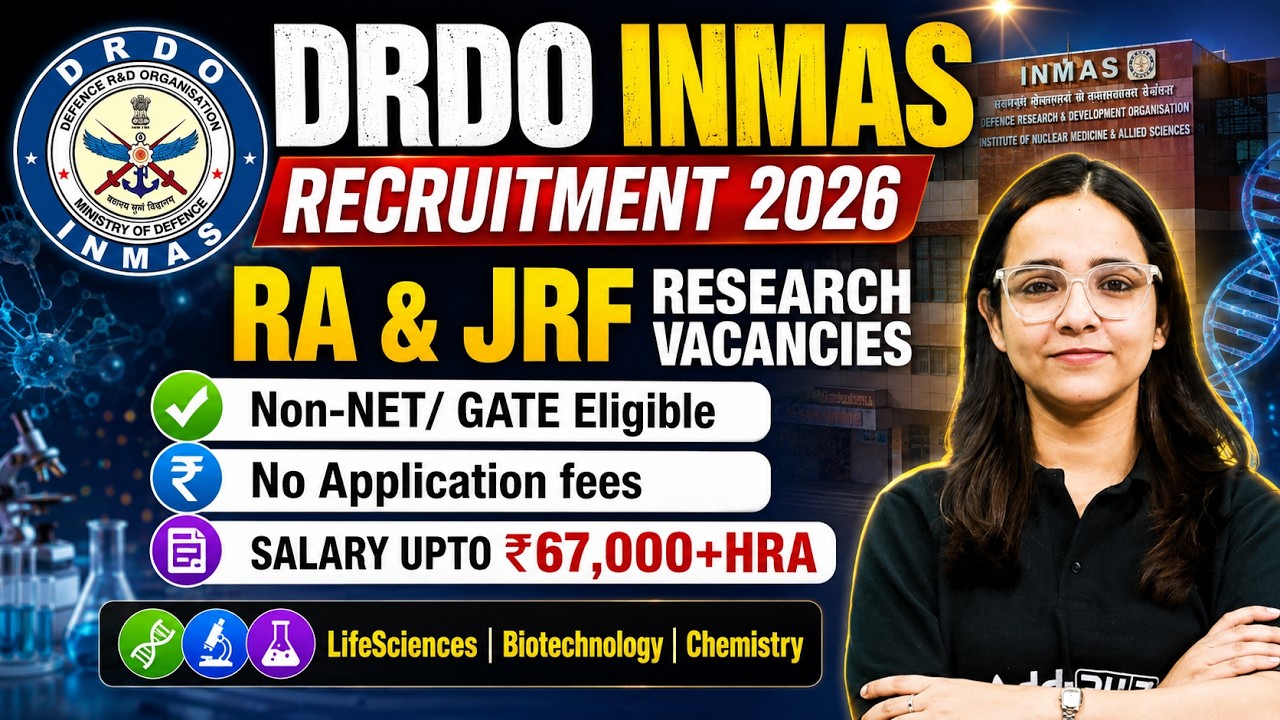 DRDO INMAS Recruitment 2026 🔥 | RA & JRF Vacancy | Non-NET/GATE Eligible | Salary ₹67,000 + HRA