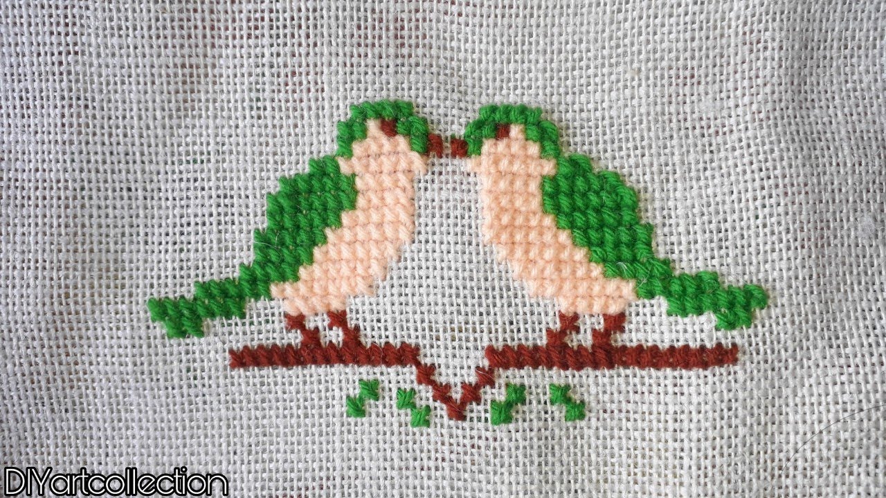 DIY bird cross stitch mats design making on door mat,rugs,table mat | cross stitched ason