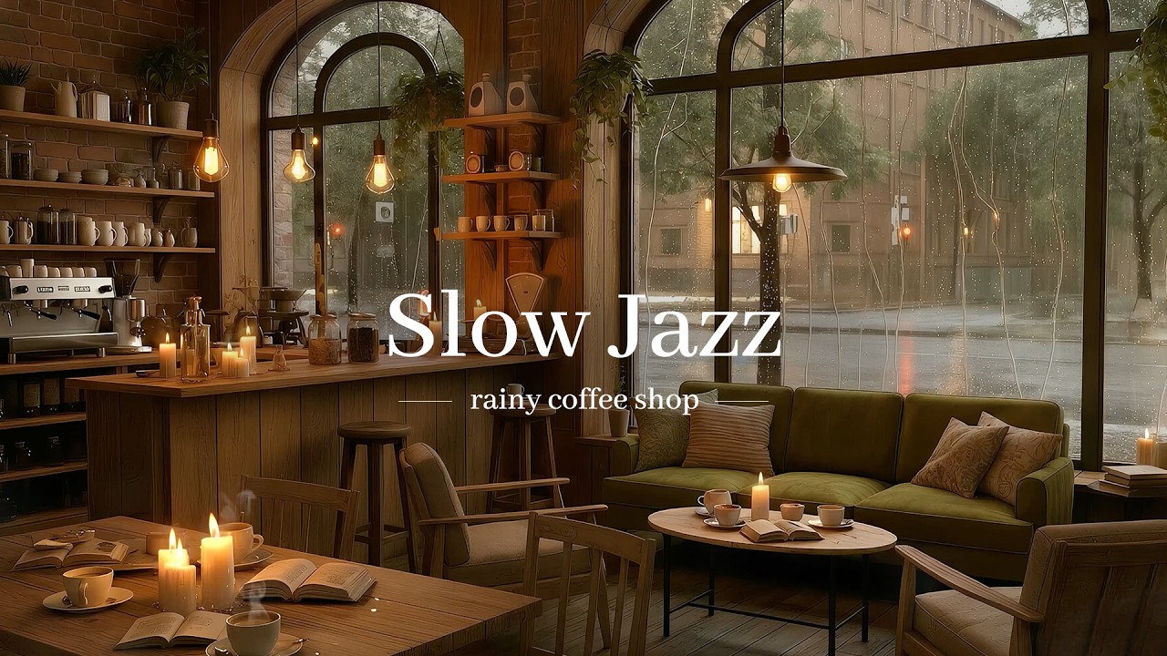 Rainy Coffee Shop Jazz 🌧️☕ | Cozy Café Ambience with Realistic Motion for Relaxing, Study & Focus