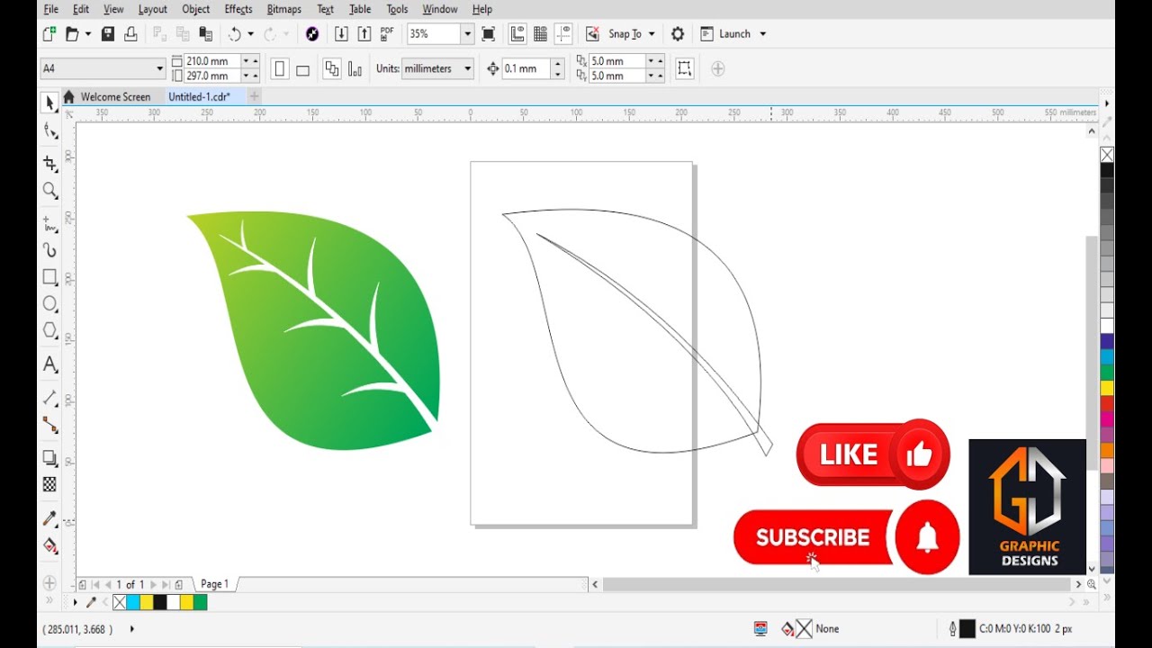 How to make Leaves Logo design in CorelDraw | Simple and easy Leaf design in CorelDraw
