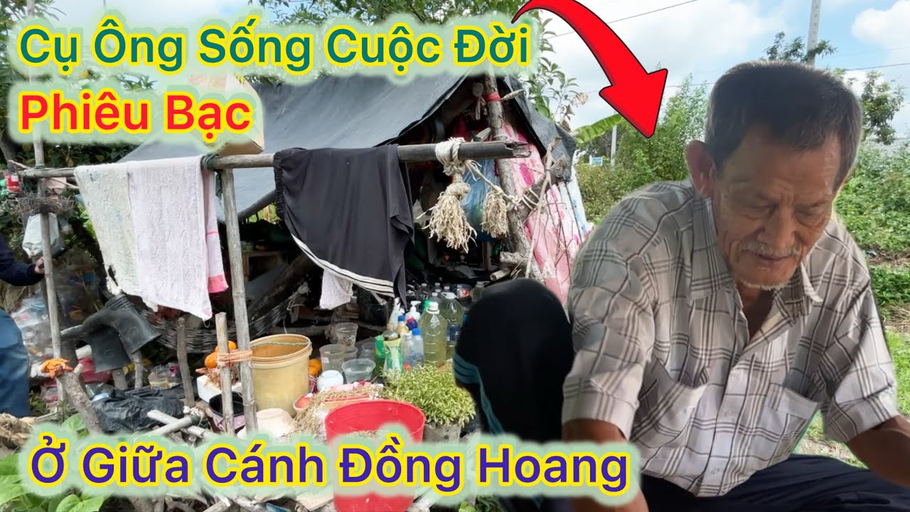 Cụ Ông 61 tuổi ở trong căn chòi nhỏ sống một mình giữa cánh đồng hoang