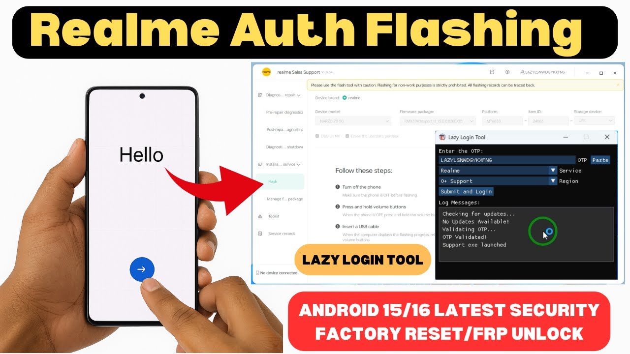 Realme C65 5G FRP Unlock Android 15 | All Realme Auth Flashing by Lazy Login Tool 2025 | A2GSM