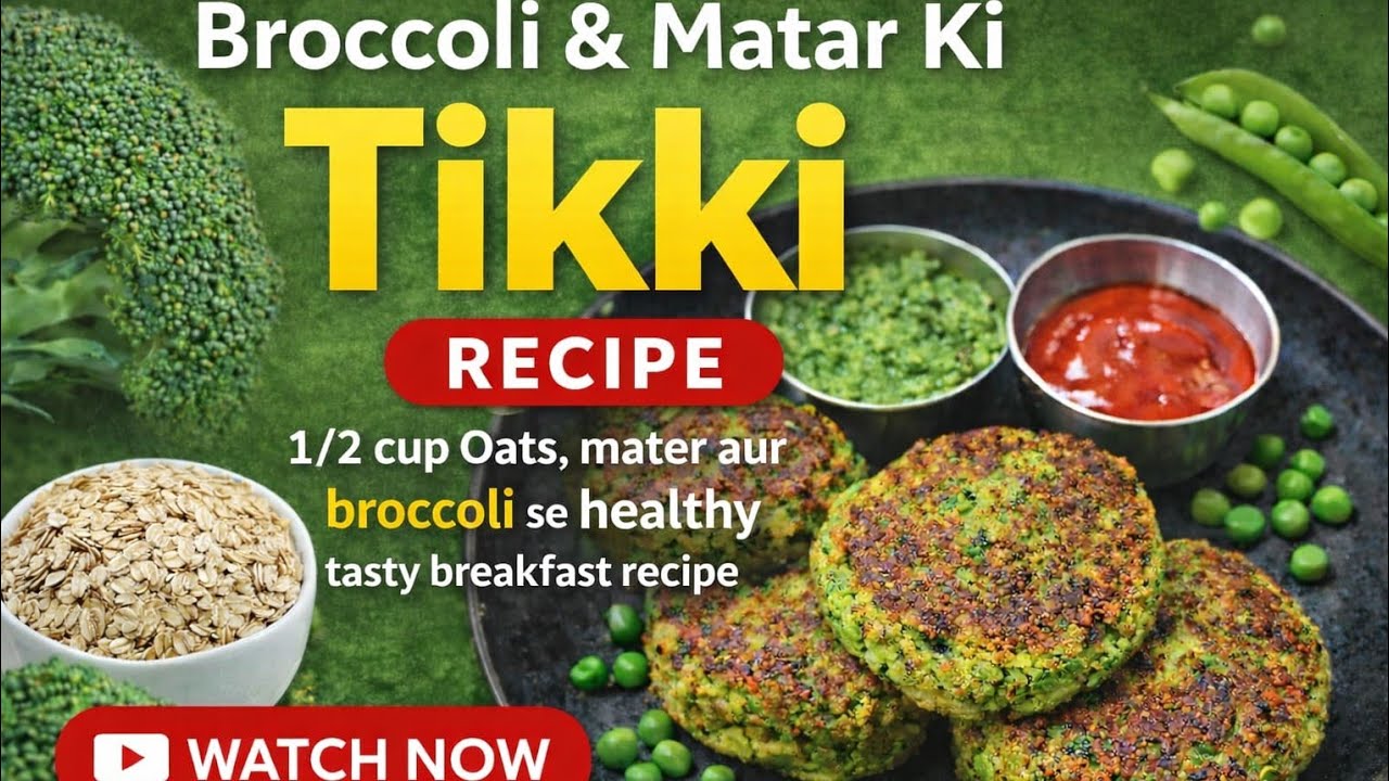 Sirf 1/2 cup Oats, mater, broccoli se 1 spoon oil mai weight loss Breakfast Recipe @VegFoodCookery