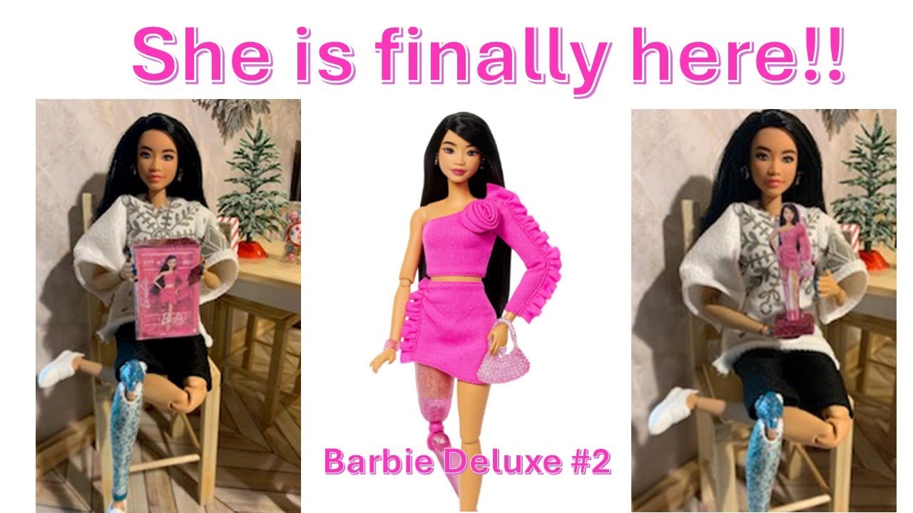 Barbie Deluxe Style #2.  Prosthetic Glittery leg. Unboxing and review.  DIY doll crafts: Paper doll.