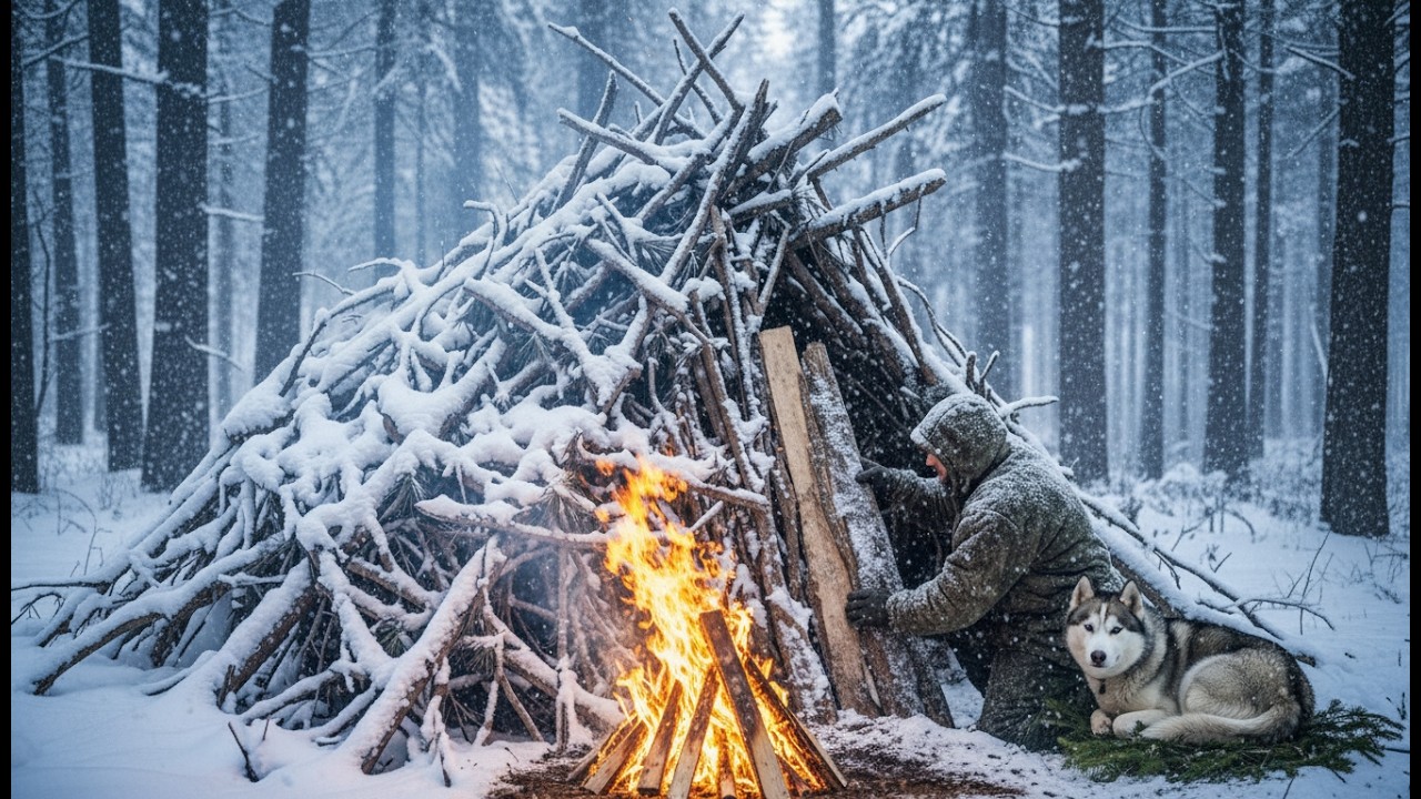 SURVIVE 24 Hours Alone in Freezing Snow Forest | Extreme Winter Bushcraft Camp
