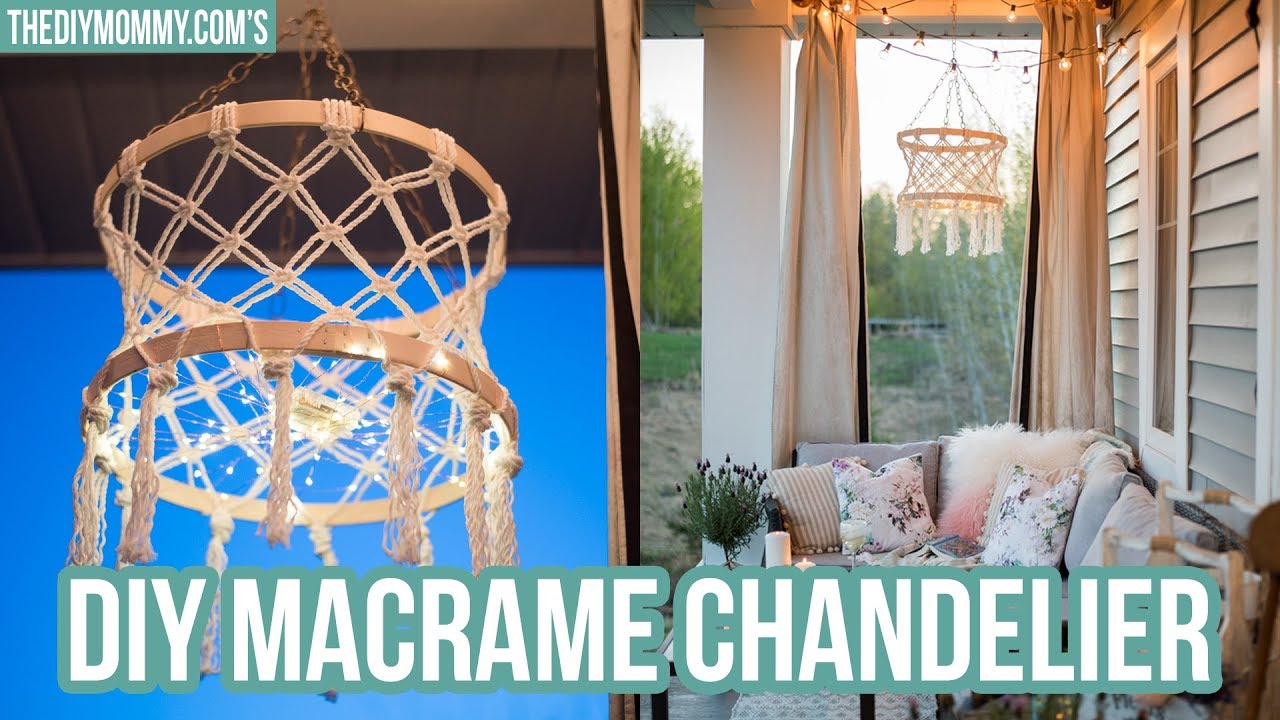 Make a DIY Macrame Boho Chandelier with Fairy Lights