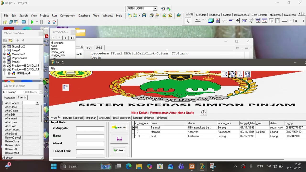 CARA MENAMPILKAN DATA DARI TABEL KE INPUT DATA DELPHI7