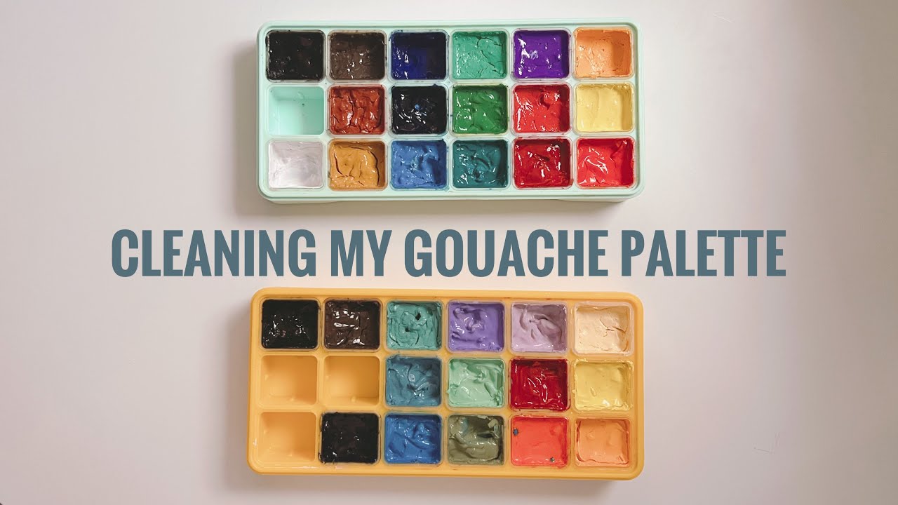 🖌️ cleaning my gouache palette of three years 🎨