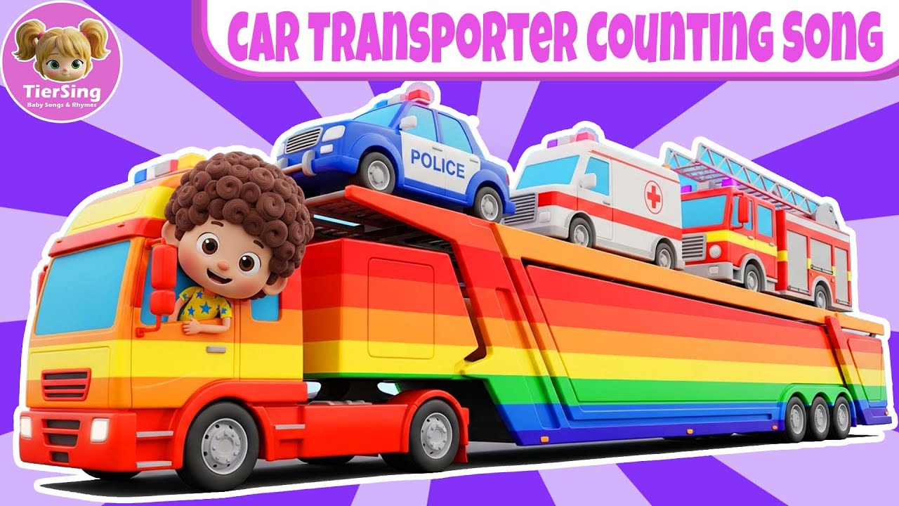 Car Transporter Counting Song | Learn Numbers with Cars & Trucks 🎵  Nursery Rhymes Songs 🎵 TierSing