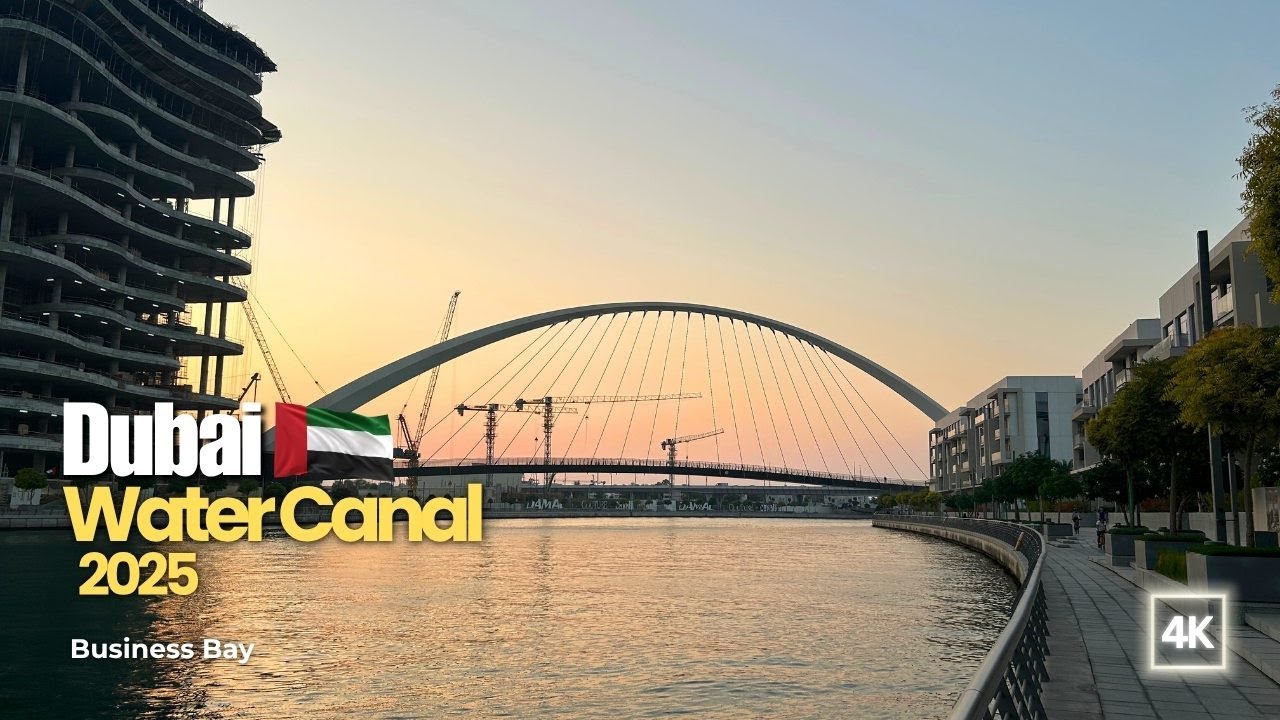 Dubai Water Canal Sunset Walk 2025 🌇 | Beautiful 4K Evening in Business Bay 🇦🇪