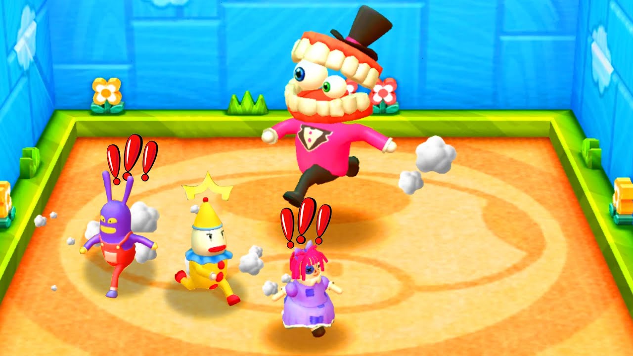 Mario Party The Top 100 Minigames - Caine Vs Ragatha Vs Kaufmo Vs Jax (Master Difficulty)