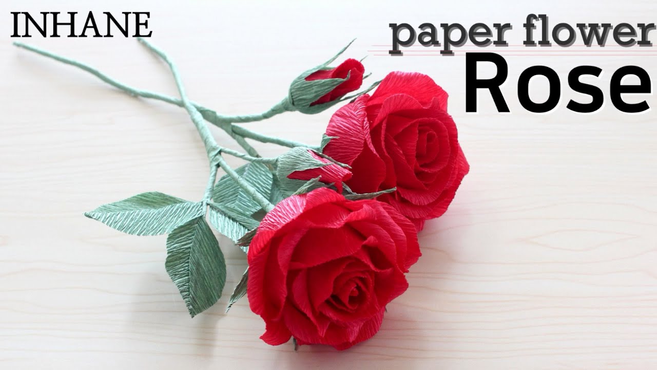 How to make red rose with crepe paper: Rose paper flower