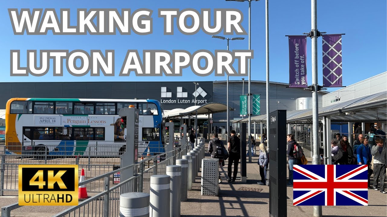 4K Walking Tour | Luton Airport Arrival: Plane to Train 🚶✈️🚆 (Luton Airport Parkway)