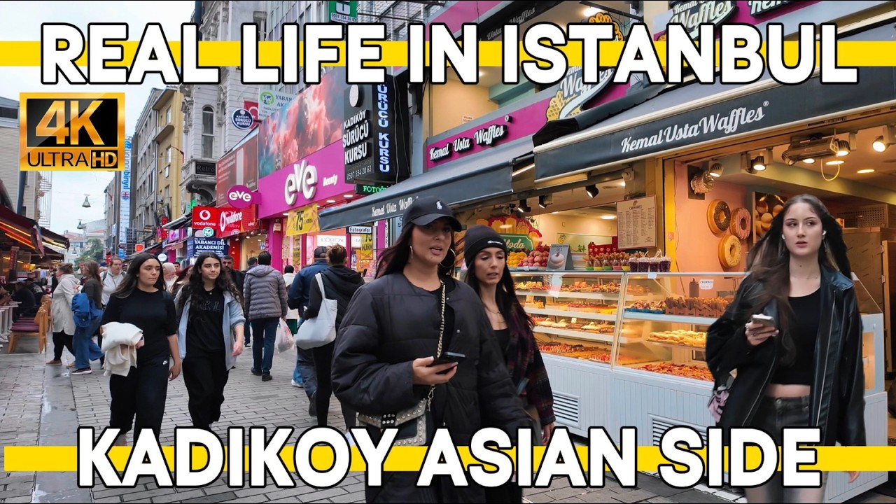 Istanbul Turkey 4K Walking Tour | Kadikoy Bazaar &ndash; Asian Side Street Food, Bars & Restaurants