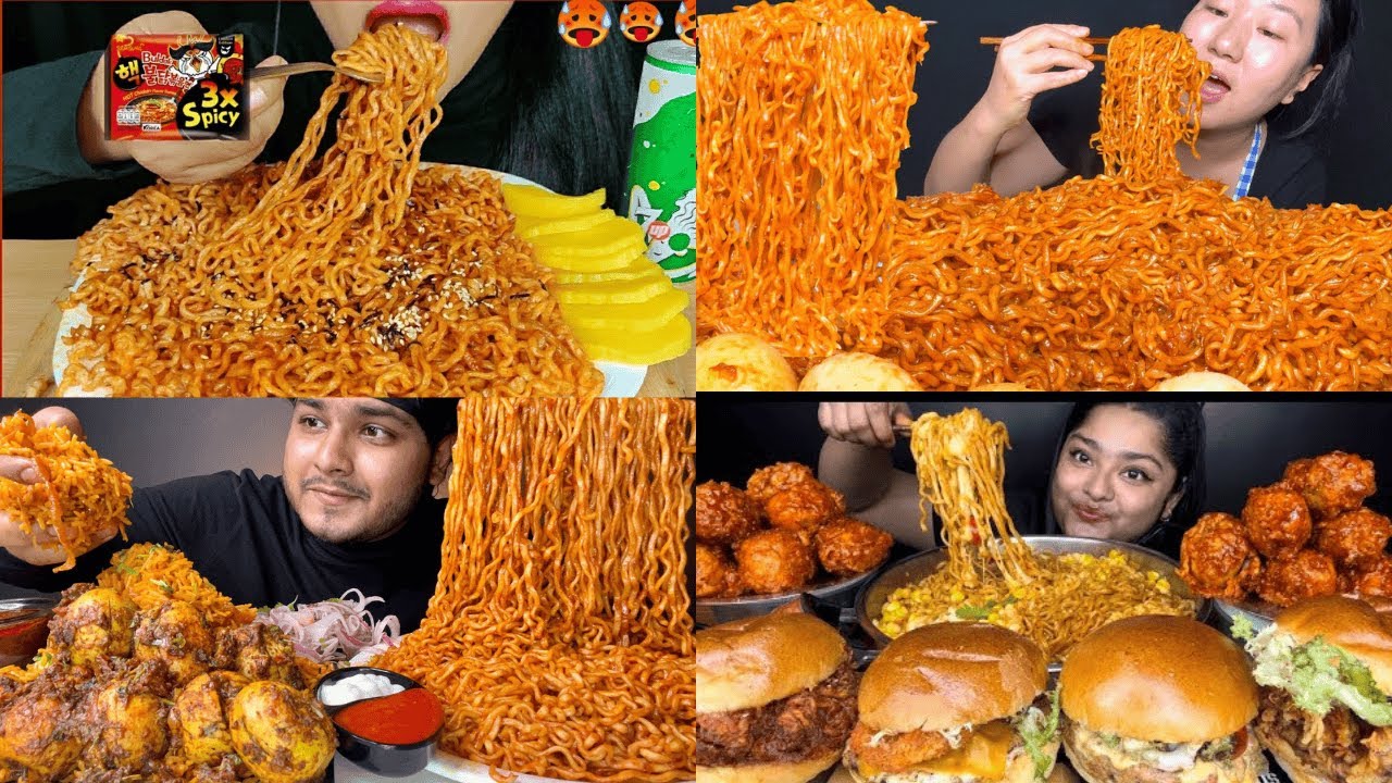 Spice Lovers Take on Korean Fire Noodles 🌶️ | ASMR Mukbang Compilation