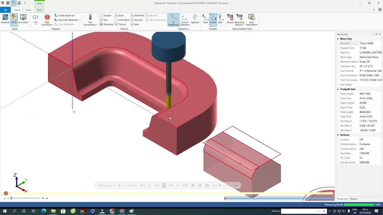 SWEPT 3D MASTERCAM