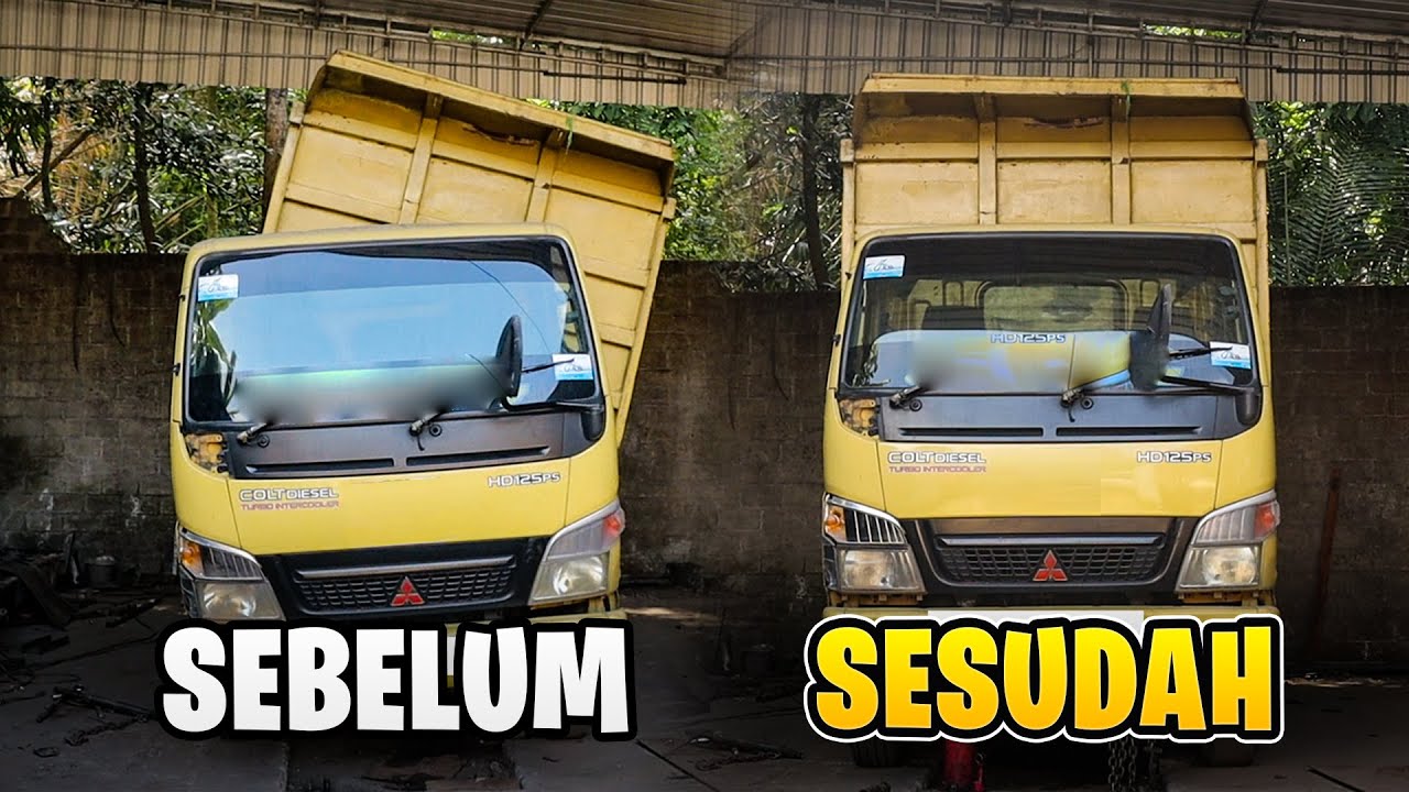 TRUK BAK DAM SASIS BENGKOK SEBELUM DAN SESUDAH DITURUNKAN ! Perbaikan Sasis Mitsubishi Canter