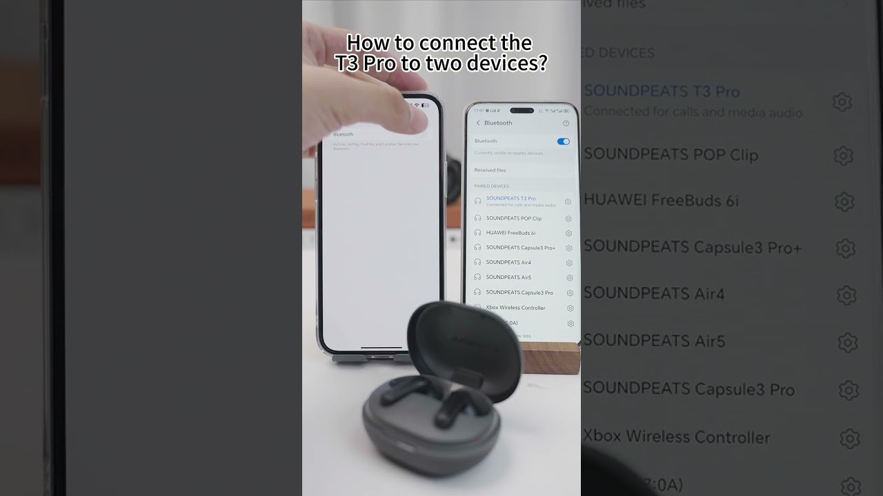 🌈Easily connect 2 devices with the T3 Pro earbuds.👆#soundpeats #tech #technology #audio #earbuds