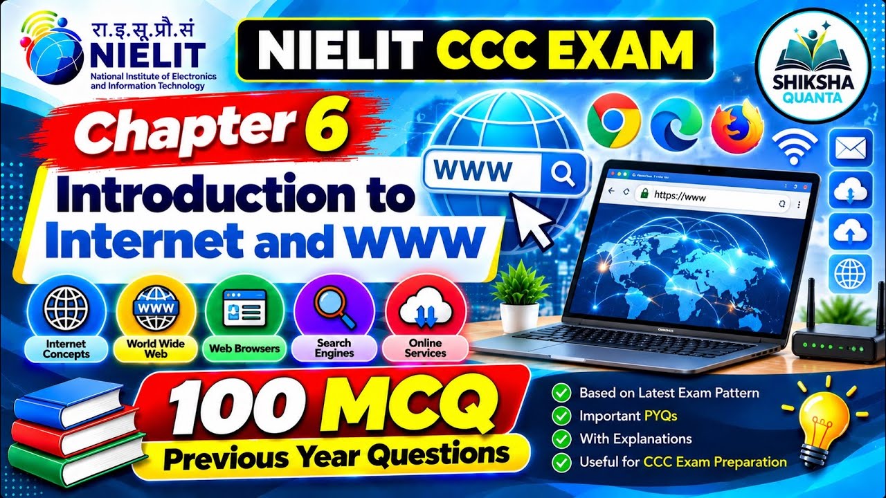 CCC EXAM | CHAPTER 6: INTRODUCTION TO INTERNET AND WWW | 100 IMPORTANT MCQs | SIKSHA QUANTA