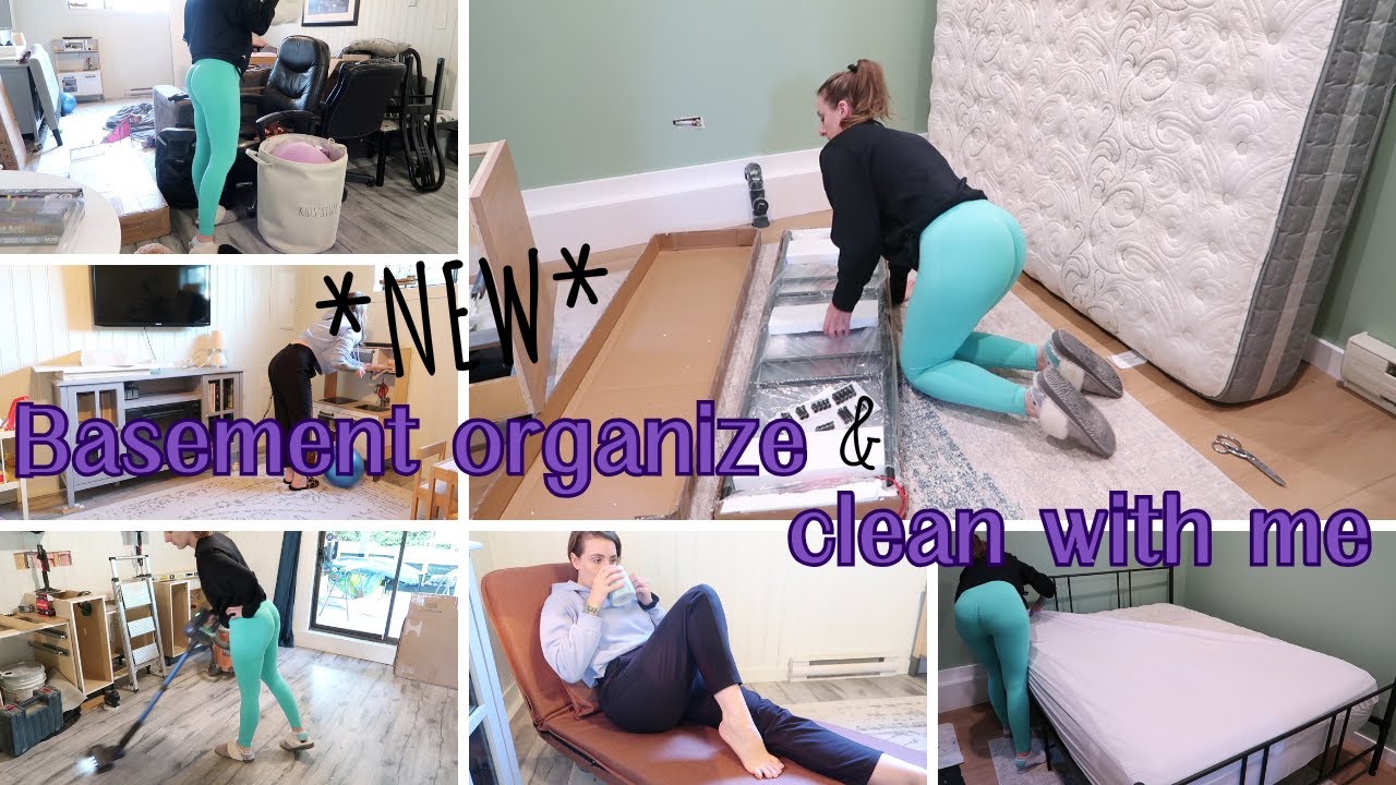 BASEMENT ORGANIZE AND CLEAN WITH ME!! COSTWAY FURNITURE SET UP