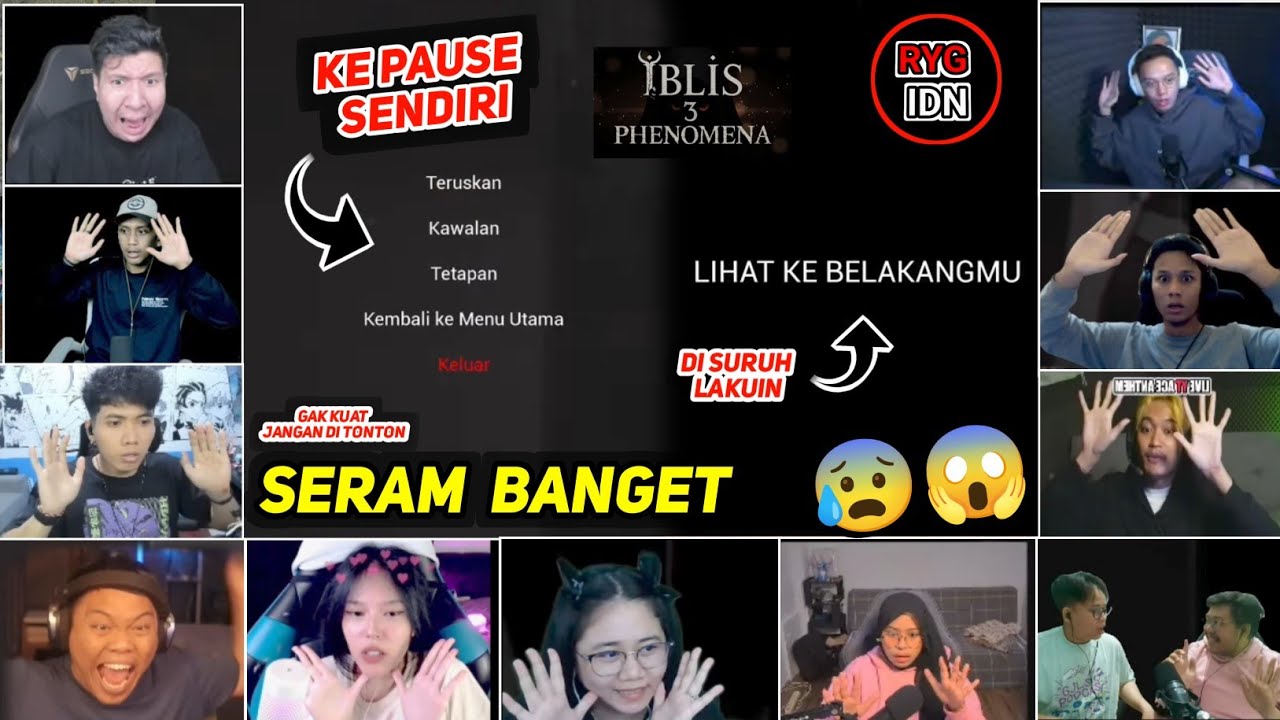 [ REAKSI YOUTUBER GAMERS ] GAMENYA TIBA-TIBA KE PAUSE SENDIRI | IBLIS 3 PHENOMENA |