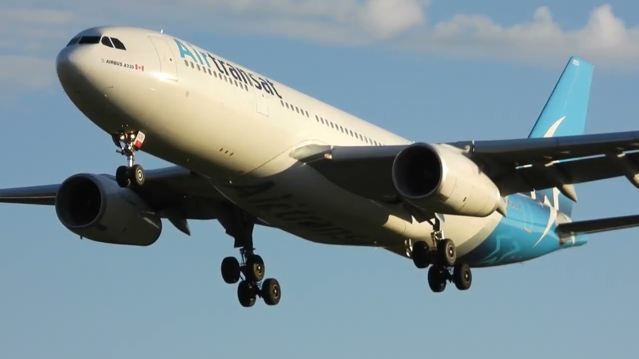 Air Transat Airbus A330-243 C-GUBD Soft Landing CYQB Runway 06