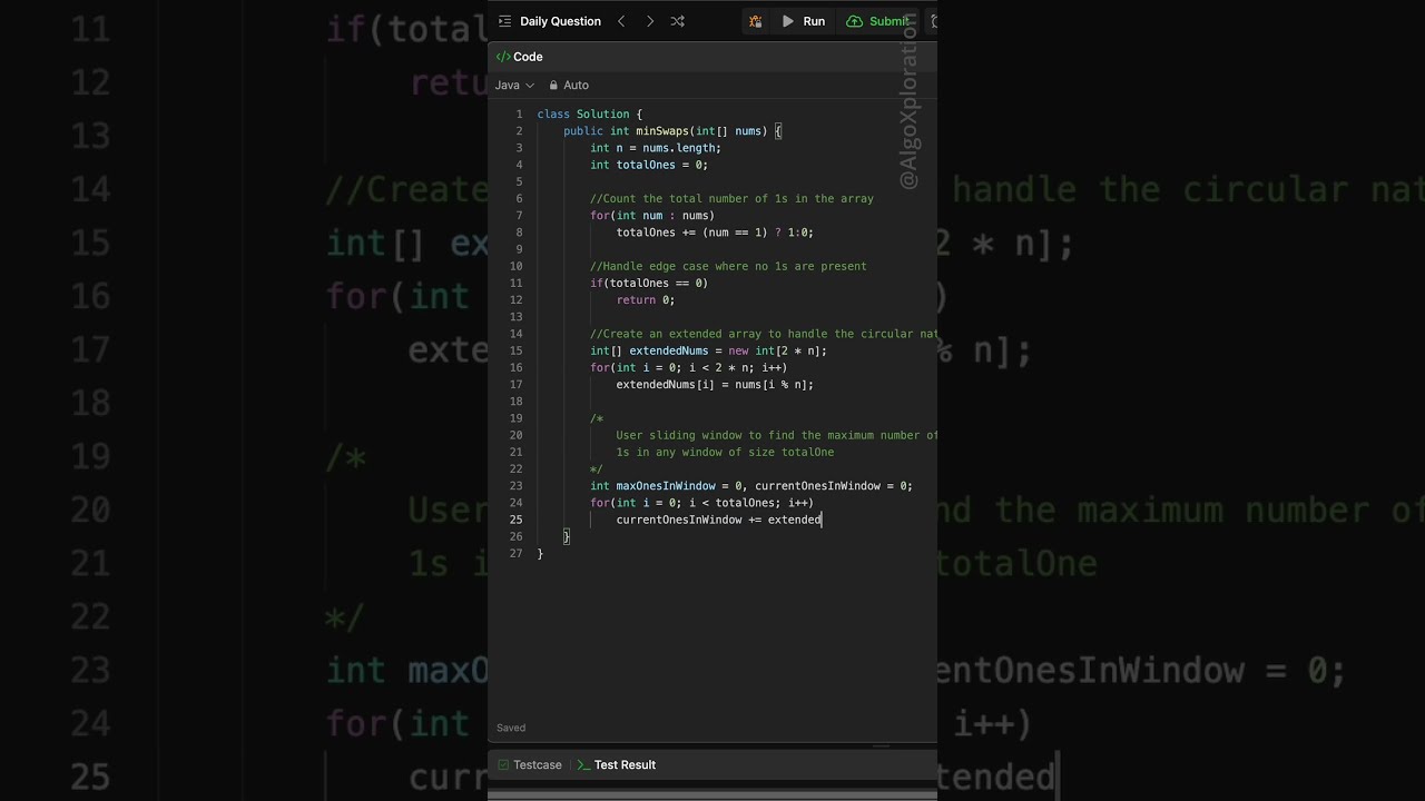 LeetCode Daily: Minimum Swaps to Group All 1's Together II Solution in Java | August 2, 2024