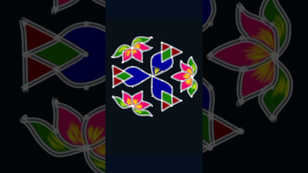 9*5 Dots Rangoli 🌺 Colourful Rangoli Designs 🌷 Festival Rangoli 🌺 Easy Rangoli Designs #rangoli 